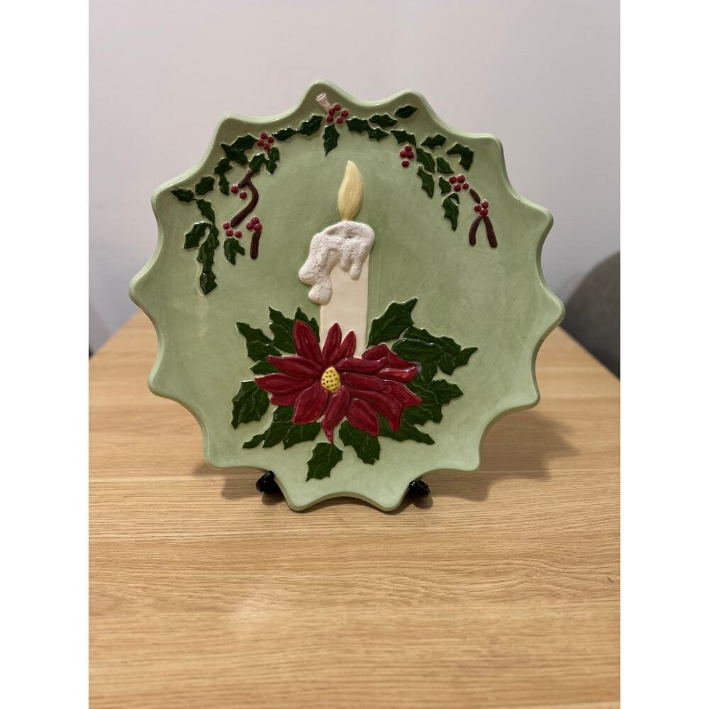 Hand-Painted Ceramic CHRISTMAS Plate VINTAGE